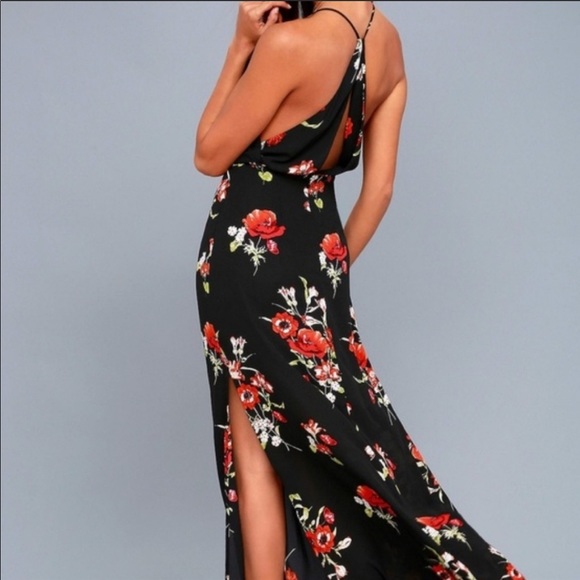 Sold out Lush Garden Court Black Floral Maxi Dress - Picture 4 of 5